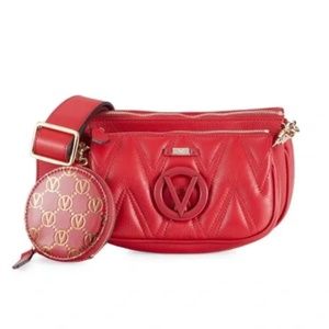 NWT Valentino by Mario Valentino 3-In-1 Quilted Leather Shoulder Bag&Pouch Set🥰